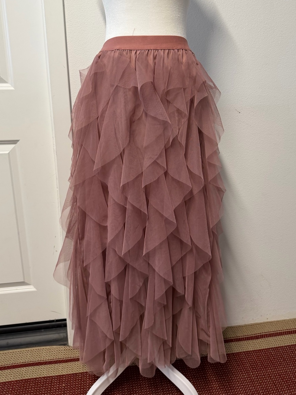Haute Fox 2X Dusty Rose Layered Ruffle Tulle Maxi Skirt NWT Romantic Fairycore